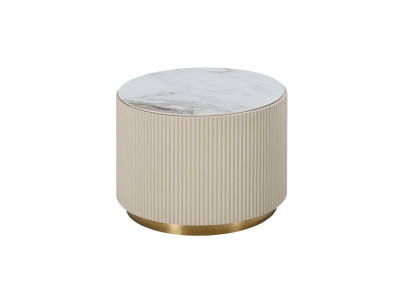 Tavolo rotondo di lusso in legno design moderno beige Mobili di lusso Tavolo rotondo per il soggiorno Nuovo